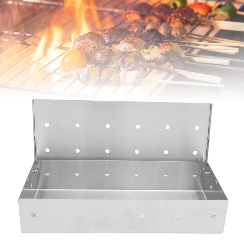 Smoker Box Professional Rectangular Add Smokey BBQ Flavor Stainless Steel