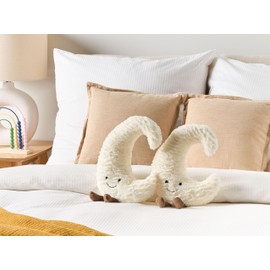 Set of 2 Decorative Children's Pillows for Sleeping Cuddly Plush Pillow in Moon Shape Soft Pillows 21 x 40 cm White Moonlighter