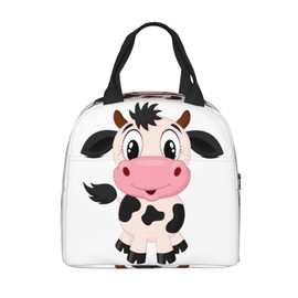 PrelerDIY Cute Cartoon Milk Cow Lunch Box Insulated Meal Bag Lunch Bag Reusable Snack Bag Food Container For Boys Girls Men Women School Work Travel Picnic