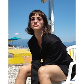 ADE WU Retro Narrow Rectangle Sunglasses for Women Men, Vintage 90s Small Metal Square Glasses Colored Tint Lens (Silver/Pink)