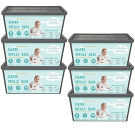 Diaper Pail Refill Bags Compatible with Genie Easy Roll Signature Diaper Pails and Platinum Diaper Pail，7-Layer Odor-Barrier Technology, 6 Packs (180 Bags)
