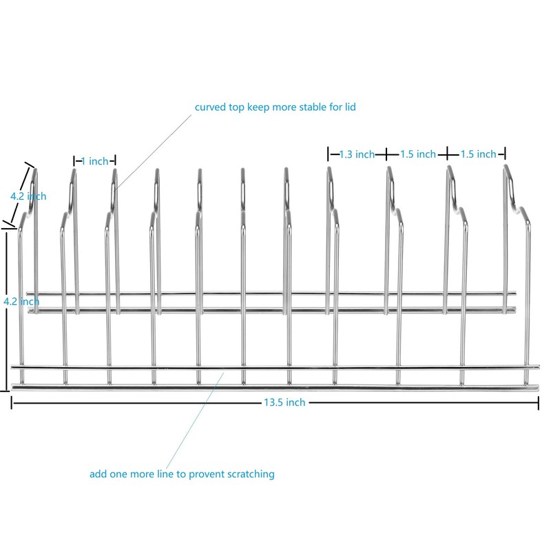 Slideep Pot Pan Lid Holder Drying Rack, Bakeware Lid Storage