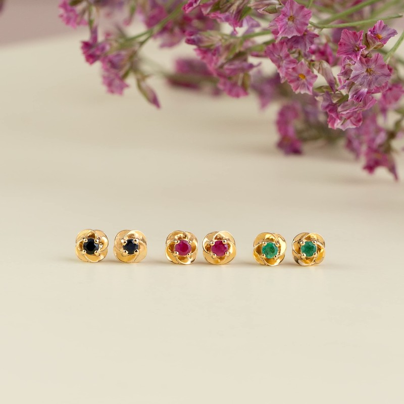 Ivy Gems 9ct Yellow Gold Ruby Stud Earrings