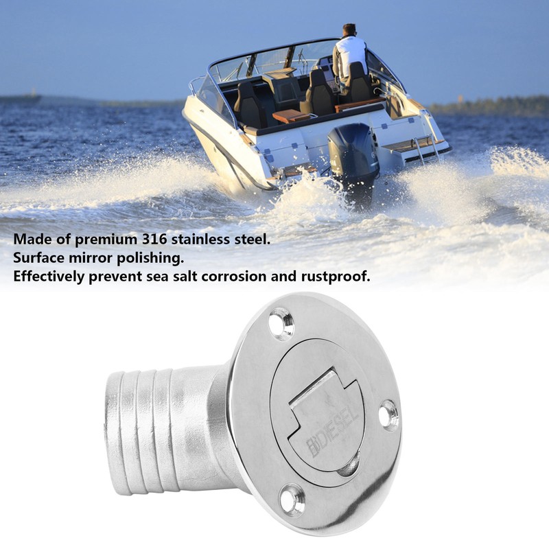 Boat Deck Filler 45° 316 Stainless Steel 38mm Flip Fill
