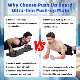 Rocuma Folding Push Up Board, 28 Positions Push Up Handles, Multifunctional Fitness Board for Shoulders, Triceps and Back with Non-Slip Pads