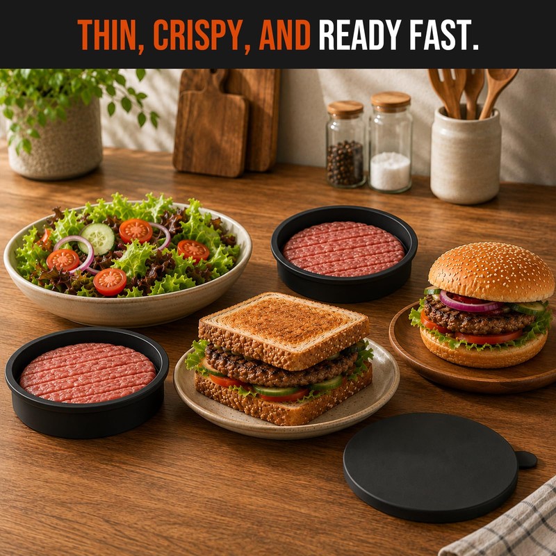 EverWinSR Burger Press Patty Maker Set, Fits Regular Hamburger Buns,