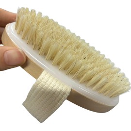 Yuzed Peelingbürste für trockene Körper, natürliche Anti-Cellulite-Borsten, Trockenbürste, Massage, Holzgriff, Tragetasche