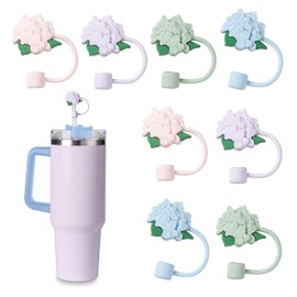 COOK WITH COLOR 8 PCS Straw Covers Straw Toppers for Tumblers - Cute Reusable Caps in Various Shapes for 8 mm Straws, Flowers