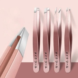 4피스 세트 전문 핀셋 세트 눈썹 제거에 완벽함 찌꺼기 제거가 매우 쉽고 편안합니다. 4-Piece Professional Tweezers Set Perfect for Eyebrow Removal, Makes Debris Removal Very Easy and Comfortable. [01 Green-Straight]