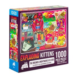 Exploding Kittens - Rompecabezas de 1000 Piezas - Los sueños y pesadillas de un Perro, Rompecabezas para Adultos, Rompecabezas de Perro, Rompecabezas de Mesa de Centro, Lindo Rompecabezas
