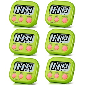 6 Pack Timer for Kids, Kitchen Timers, Magnetic Digital Timers, Big LCD Display The Loud Switch Countdown Timer Extensively Use in Homework, Cooking,Gym, Meeting, Classroom Timer for Teacher (Green)
