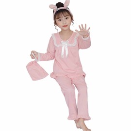 [LIANFOR] Kids' Pajamas, Kids' Nightgown, Girls, Long Sleeve, Cotton, Large Size, Pajamas, Girls, Sleepwear, Long Sleeve, Long Pants, Suitable for Spring and Autumn, 39.4 - 66.9 inches (100 - 170 cm