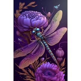 Purple Dragonfly Flowers - 1000 Pieces Adult Wooden Puzzles - for All Jigsaw Puzzle Toy Lovers - Spend Time Getting a Sense of Achievement Beautiful Gift