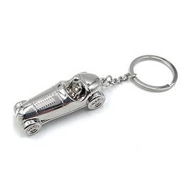 H-Customs Racing Car Antique Silver Keyring Pendant, silver