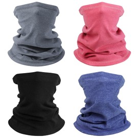 Kavya Pack of 4 Men's Tube Scarf, Neck Warmer, Loop Scarf, Women's Winter Windproof Neckerchief, Fleece Ski Mask, Neck Warmer, Unisex, Warm, Multifunctional Scarf for Running, Motorcycle, Skiing