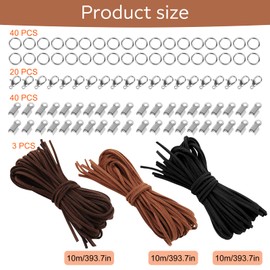 3 Colours Leather Band, 10 m x 3 mm Leather Cord for Chains, Leather Cord with Clasp, Craft Leather Bands, Faux Suede Cord, Leather Cords for DIY Bracelet, Necklace, Crafts, Jewellery