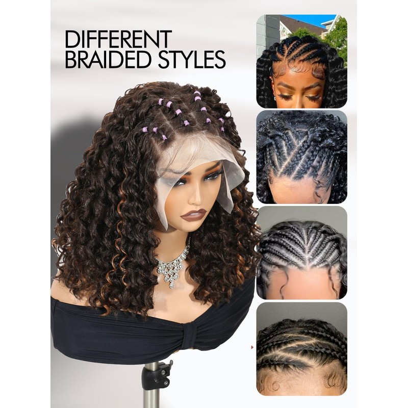 WIGNEE 13X4 HD Lace Front Knotless Short Braided Wig with
