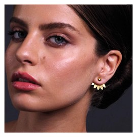 Rose Gold Sterling Silver Ear Jacket Flower Earrings, Statement Minimal Earrings, Front and Back Earrings, Unusual Stud Earrings for Women, Handmade Flower jewellery