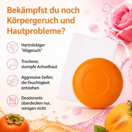 Kaki Soap Natural Soap with Rose Extract - Mild Solid Soap for Face & Body, Moisturising for Gentle Daily Cleansing, Natural Persimmon Soap Solid Shower Soap