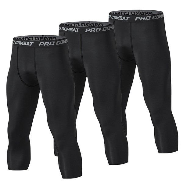 LZLLZQ Men's Sports Tights, 3-Piece Set, Spats, 9/7/5/5/5/3/4 Length, Stretchy,