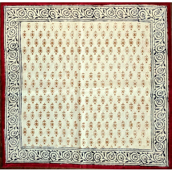 India Arts Cotton Hand Block Print Floral Napkin Cloth Fabric Table Linen (Off White, Napkin 19 x 19 inches)
