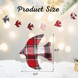Elegant little tail Christmas Garland Red White Green Plaid Xmas Tree Pigeon Banner Christmas Party Decoration Holiday Banners for Mantle Fireplace Home Window Wall Decor Outdoor Indoor Hanging