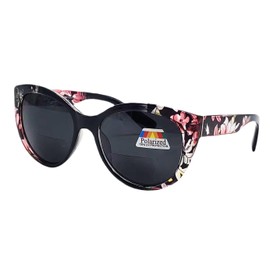 BillieJoe Polarized & Bifocal Sunglasses Reading Glasses for Women Sun reader UV Cat Eyes Vintage (Floral, 2.00, x)