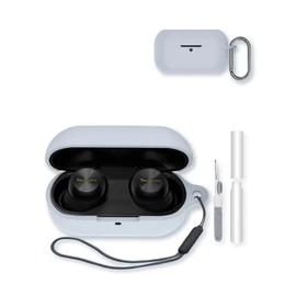 Case for Technics EAH-AZ100 Wireless Earbuds,Soft Protective,BOVUGAC Silicone Case Cover with Keychain & Cleaning Kit & Lanyard for Technics EAH-AZ100-Grey