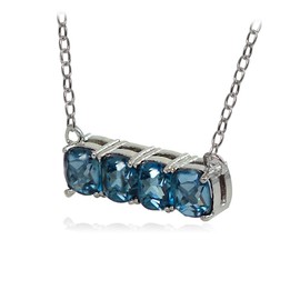Ice Gems Sterling Silver London Blue Topaz Bar Necklace