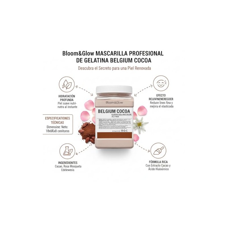 Bloom&Glow- Mascarilla profesional de gelatina de Belgium Cocoa Jelly mask.