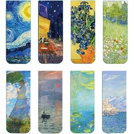 Lumbor37 Separador de Libros, Marcapáginas para Hermosas pinturas, Marcadores Página Magnéticos, Marcadores de Impresión de Arte de Pintura para el Van Gogh Monet, Oficina Papelería Lectura (8P)