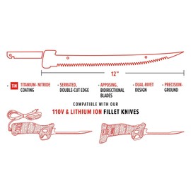Bubba 9 Inch E-Stiff Electric Fillet Blade with Ti-Nitride Coated Hollow Stainless Steel Non-Stick Reciprocating Construction for Fishing and Outdoors