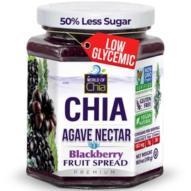 World of Chia Premium Blackberry Jam Spread with Agave Nectar & No Added Pectin, Low Glycemic & Gluten Free, Vegan Friendly Chia Jam, Made with Organic Chia Seeds, Chia Jelly - (1 Pack, 10.9 Oz Total)