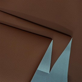 KELUBATU Faux Leather Fabric 100 x 137 cm, Litchi Synthetic Leather-Pebble Grain PU Vinyl Fabric Cut by The Metre for Upholstery Car Decor DIY Projects, Brown