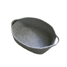 GIFTEXPRESS Gray Woven Basket - 15" x 10" x 5" Cotton Rope Organizing Baskets for Baby Items or Cat & Dog Toys - Cute Soft Gift Storage Bin w/Handles