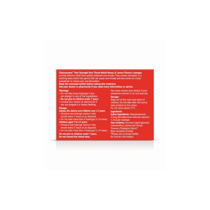 Max Strength Sore Throat Relief Honey & Lemon Lozenges
