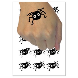 Fuzzy Cartoon Bug Spider Temporary Tattoo Water Resistant Fake Body Art Set Collection - 15 2" Tattoos (1 Sheet)