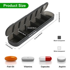 Pill Box Organiser, 2 Pcs 7 Day Pill Box Organiser 1 Times a Day Weekly Pill Box, Pill Box Tablet Organiser 7 Day Travel Portable Pill Storage Box for Medication, Supplements, Vitamins, Cod Liver Oil