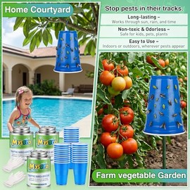 Sticky Glue Coating Kit, 20.4 oz (3 * 6.8 oz) Insect Trap Coating with Brush and 30 Blue Cups and 2 Pairs Gloves, DIY Fly Trap for Deerfly, Stink Bugs, Apple Fly, Biting Flies, Garden Pests