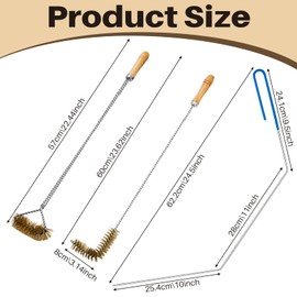 3 Pieces Brass Bristles Fryer Cleaning Tools Including l Shaped Fryer Cleaning Brush Deep Fryer Cleanout Rod Long Handle Deep Fryer Basket Cleaning Brush, Good to 750f for Restaurant Accessories