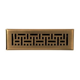 4" X 10" Modern Victorian Floor Register Grille with Dampers - Decorative Grate - HVAC Vent Duct Cover - Antique Brass