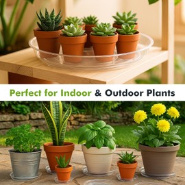 70 Packs 4" Clear Plant Saucers for Indoor Outdoor Use Heavy Duty Plastic Plant Trays for Planter Flower Pot Drip Trays to Catch Water, 4 to 20 Inch, Round Transparent