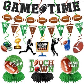 20Pcs Football Party Decorations - Banner, Hanging Swirl, Honeycomb