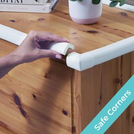 Toddleroo by North States Foam Protector Set | Includes 12 ft. Foam Edging roll and 4 Foam Corner Protectors | No Tools Required | Baby proofing with Confidence (5 Piece Set, White)