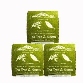 Ayurvedic Rockside Himalayan Tea Tree & Neem Soap, 3.5 oz (100 g) x 3 Set TEA TREE & NEEM SOAP