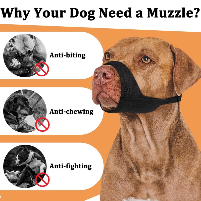 Mayerzon Pitbull Muzzle, Soft Muzzle for American Bully Bulldog Boxers