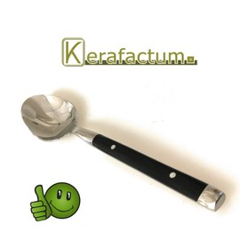 Kerafactum 6 Spoons Soup Spoon Set Table Spoon for Soups Dinner Spoon Riveted Stainless Steel Cutlery Black Handles Country House Style Bistro Expandable Table Spoon Camping Cutlery