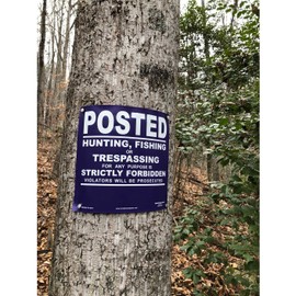 Minuteman Signs | No Trespassing, No Hunting, No Fishing, Vinyl. Signs on a roll, 50 count (Purple)