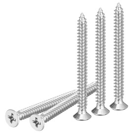 DTGN 20Pcs M6x65mm Flat Head Wood Screws, 304 Stainless Steel Phillips Self Tapping Screws - Good for Woodworking, Furniture - Silver