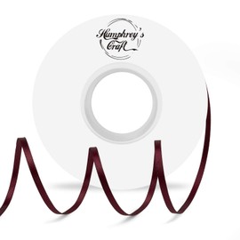Satin Ribbon 1/8 Inch Burgundy Double Faced - 100 Yards for Gift Wrapping DIY Bows Crafts Bridal Bouquet Cutting Ceremony Sewing Christmas Wedding Baby Shower Decoration Humphrey's Craft